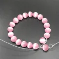 Round colorful pink cat eye stone crystal beads diy handmade jewelry bracelet necklace accessories - 4mm / Pink