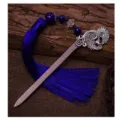 Estilo chino metal borla hueco marcapáginas horquilla regalo étnico hecho a mano único - Estilo 2 (Azul)