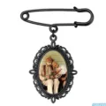 Vintage Legering Foto Broche Ovale Herinnering Hanger voor Bruidsboeket - Eenvoudig Enkel Stuk / Zwart