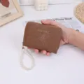 Porte-cartes marron pour femme porte-monnaie avec lanière en perles mini sac de rangement. - Kaki