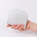 Monedero plateado compacto para mujer, mini cartera semicircular y tarjetero para uso diario. - Plateado
