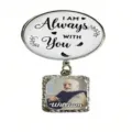 DIY photo memorial brooch pin, custom picture bouquet pendant with loving quote engraved. - Style 8