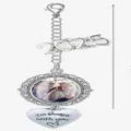 Silver DIY photo pendant memorial bouquet charm brooch with 2025 year and heart engraved. - New Style 5 (Total Length Approx. 20cm)