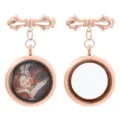 Rose gold bow photo locket brooch custom picture frame pin vintage keepsake jewelry gift. - Rose Gold