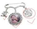 DIY photo brooch pin memorial bouquet charm with graduation cap and engraved metal disc pendant. - New Style 6