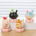 Lindo gato de la suerte estatuilla conjunto decoración escritorio oficina resina - Gato de la Suerte (Set de 4 Piezas)