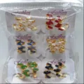 Schickes buntes Zirkonia vergoldetes Creolen Set, trendiger geometrischer Damenschmuck. - Modischer Ins-Stil (ZSJEH323) / 6er-Set / Sechsfarbig