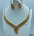 Vergulde vintage blad ketting oorbellen sieraden set voor vrouwen huwelijk bruid feest - Blad Filigraan Patroon Stijl (TZ131)