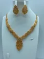 Vergulde sieraden set ketting oorbellen bruid huwelijk feest vintage luxe stijl. - Vintage Blad Geometrische Stijl (TZ139)