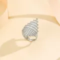 Anillo geométrico de circonita estilo europeo joyería de moda de cobre exagerada - Anillo Ajustable Geométrico / Plateado