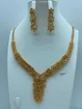 Vintage vergulde sieraden set ketting oorbellen bruiloft luxe mode accessoires - Verfijnde Blad Holle Bloem Stijl (TZ146)