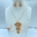 Retro vergulde sieradenset met ketting met meerdere schijven als hanger, oorbellen en ring. - Vintage Multi-Disc Geometrische Holle Strass Stijl (TZ191)