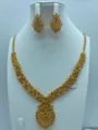 Vergulde Vintage Bloem Ketting Oorringen Set Voor Bruid Huwelijk Banket Sieraden - Vintage Holle Bloem Stijl (TZ160)