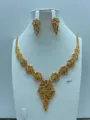 Retro vergulde sieraden set ketting en oorbellen voor bruids bruiloft feestkleding. - Vintage Floraal Ontwerp Stijl (TZ162)