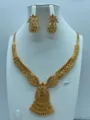 Verguld blad sieraden set ketting en oorbellen voor bruiloft feest elegante stijl - Verfijnde Blad Holle Hanger Stijl (TZ163)