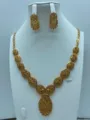 Vintage vergulde ketting oorbellen set bruid huwelijk sieraden accessoire dames - Vintage Floraal Gaas Holle Stijl (TZ168)