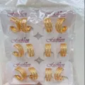 Cross-border fashion luxury minimalist geometric copper gold-plated zircon earrings set. - Double Row Hoop Style (ZSJEH739)