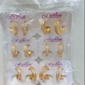 Gold plated cubic zirconia hoop earrings set wholesale fashion jewelry stylish women accessories - Semi-Circle Style (ZSJEH734)