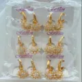 Gold plated crystal flower hoop earrings set detail view, elegant wholesale fashion jewelry. - Flower Style (ZSJEH733)