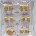 Vergoldete Kupfer Zirkonia Creolen Mode Schmuck Großhandel Set für elegante Damen - Zweireihiger Mikro-Inlay-Stil (ZSJEH610) / 6er-Set / Gold