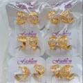 Wholesale gold-plated geometric zircon earrings set, elegant hollow design for daily wear. - Hollow Style (ZSJEH726)