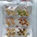 Großhandel bunte Zirkon Creolen Set, trendiges kleines Design Modeschmuck Ohrringe. - Exquisiter Kleiner Stil (ZSJEH286)