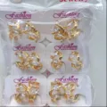 Modische vergoldete Zirkonia Ohrringe Set für Damen, elegante tägliche Schmuckgeschenke. - Mode-Kombinationsstil / 6er-Set / Weiß (ZSJEH363)