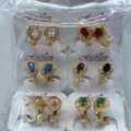 Bunte Zirkonia Creolen Ohrringe Set, elegante vergoldete Edelstein Schmuck Accessoires. - Sechs Farben Stil (ZSJEH223)