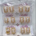 Vergulde koperen zirkonia oorbellen hoepels mode sieraden set voor dames dagelijkse kleding - Baguette Zirconia Stijl (ZSJEH299) / Wit
