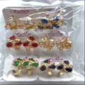 Vergoldete bunte Zirkonia Creolen Ohrringe Set modischer Schmuck fur Damen neu - Mode Geometrischer Stil (ZSJEH300) / Sechsfarbig