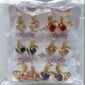 Vergoldete bunte Zirkon Herz Creolen Set, trendiger modischer Schmuck für Frauen. - Herzform (ZSJEH303) / Mehrfarbig