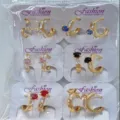 Bunte Zirkonia vergoldete Creolen Set exquisite kleine Nische Design Modeschmuck fur Damen - Sechs-Farben-Creolen-Stil (ZSJEH228)