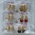 Schicke farbige Zirkon-Creolen mit exquisite Herzanhänger Design für Damen Modeschmuck Großhandel - Vier-Farben Herz-Anhänger-Stil (ZSJEH230)