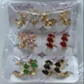Bunte Zirkon Ohrringe Set, exquisite Metall Ohrhaken mit verschiedenen lebendigen Farben. - Mehrfarbige Zirkonia-Ohrringe (ZSJEH233)