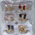 Bunte Zirkonia Creolen Set, elegante mehrfarbige Kristall vergoldete Schmuck Variante. - Sechsfarbiger Quadratischer Zirkonia-Stil (ZSJEH235) / Sechsfarbig