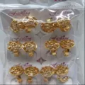 Vergoldete Zirkon Rad Ohrringe Set, modische Kupfer Ohrstecker fuer Damen Schmuck online. - Mode Geometrischer Radstil (ZSJEH309) / Champagner