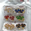Modischer bunten Zirkon Kupfer vergoldete Ohrringe Set schick vielseitig Damen Schmuck - Nischen-Ohrstecker (ZSJEH310) / Sechsfarbig