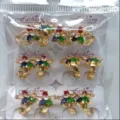 Vergoldete bunte Zirkonia Blumen Creolen Ohrringe Set, modischer Schmuck fur Damen geschenk. - Kleeblatt-Ohrstecker (ZSJEH312) / bunt