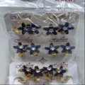 Blaue Zirkonia Blumen Ohrringe vergoldet Creolen Damen Schmuck Set modisch elegant - Kleeblatt-Ohrstecker (ZSJEH312) / Blau