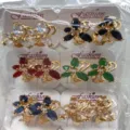 Bunte Zirkon Ohrringe Set Großhandel Mode Schmuck elegante Accessoires für Frauen neuer Stil - Sechsfarbiger Strass Blumen Stil (ZSJEH244)