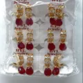 Vergoldete Creolen Ohrringe Set mit roten Zirkonia Tropfen Steinen eleganter Schmuck Großhandel - Roter Strass Wassertropfen Anhänger Stil (ZSJEH246)