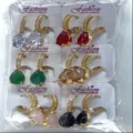 Bunte Zirkonia Tropfen Creolen Ohrringe Mehrfarbiges Set Modeschmuck Ohrring Kollektion - Mehrfarbiger Wassertropfen Strass Stil (ZSJEH247)