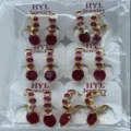 Rote Zirkonia Creolen Vergoldet Großhandel Variante Modeschmuck Set Zum Verkauf - Ganz roter Wassertropfen-Stil (ZSJEH248)