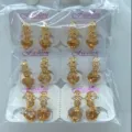 Großhandel stilvolle goldene Herz Zirkon Ohrringe Set, exquisite Ohrclips Variante. - Champagner-Herz-Anhänger-Stil (ZSJEH250)
