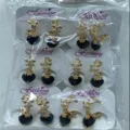 Gold Zirkon Herz Ohrringe Großhandel Set, elegante schwarze Kristall Ohrringe für Damen. - Mikro-Pave Herzanhänger Stil (ZSJEH255) / Schwarz