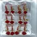 Vergoldete Creolen mit leuchtend roten quadratischen Zirkoniasteinen für Damen und Mädchen. - Roter Quadratstein-Anhänger Stil (ZSJEH256) / Rot