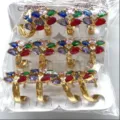 Vergoldete bunte Zirkon Blumen Creolen, stilvoller mehrfarbiger Schmuck fuer Damen. - Blumendesign (ZSJEH331) / bunt