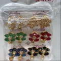 Bunte Zirkonia Blumen Ohrringe Set Vergoldet Kupfer Ohrstecker Mehrpackung Design - Blumendesign (ZSJEH331) / Sechsfarbig