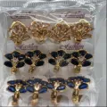 Modische kupfervergoldete Ohrringe mit bunten Zirkoniasteinen im Set für Damen Trend Schmuck - Blumencluster-Design (ZSJEH331) / Mehrfarbig