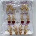 Großhandel bunte Zirkon Creolen Set, exquisites Nischen-Design Kristall Tropfen Ohrschmuck. - Mischton Wassertropfen Stil (ZSJEH260) / dreifarbig